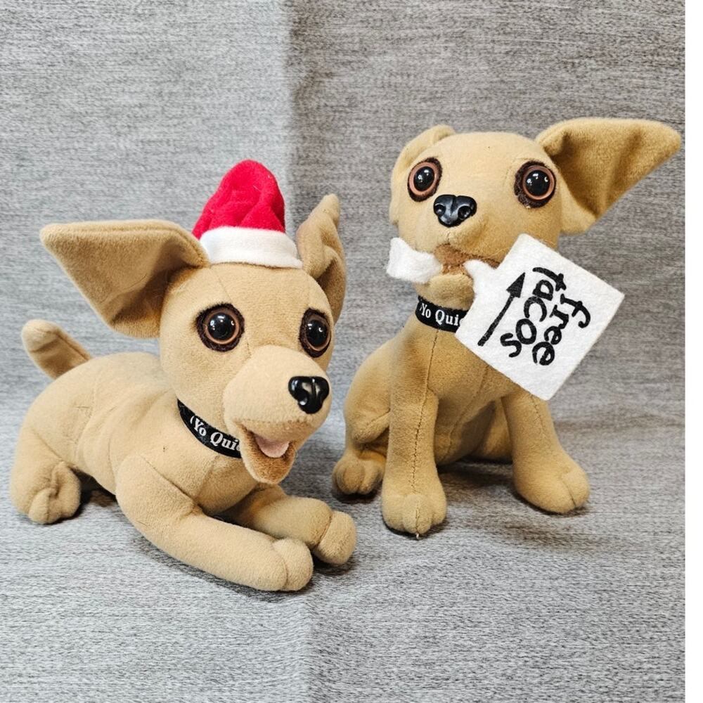 Taco Bell Chihuahua Plush Dog Free Taco's Sign 90s AND Santa hat 90s
